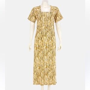 NEW Aarong white and yellow printed linen dress size:L